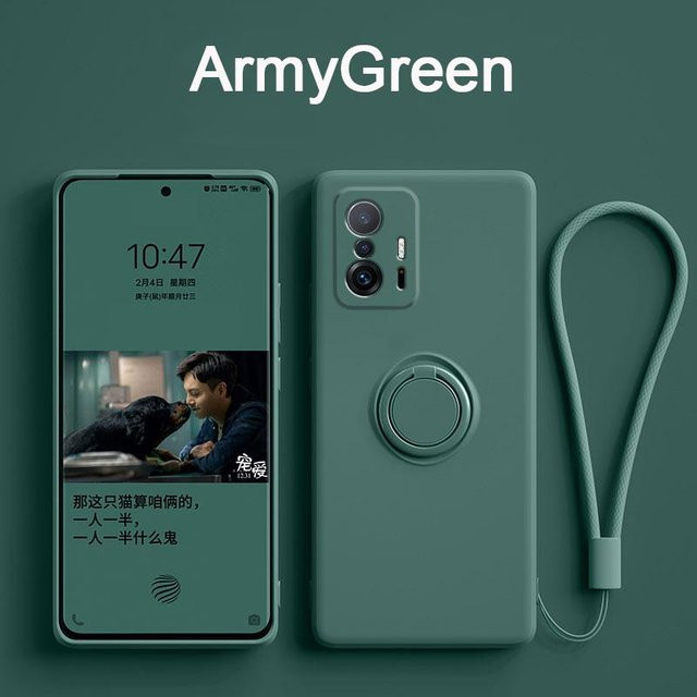 Magnetische Silikonhülle für Xiaomi Mi 10 11 12T Pro und Redmi Note Serie mit Ringhalter Ständer in Dunkelgrün - Bild 1