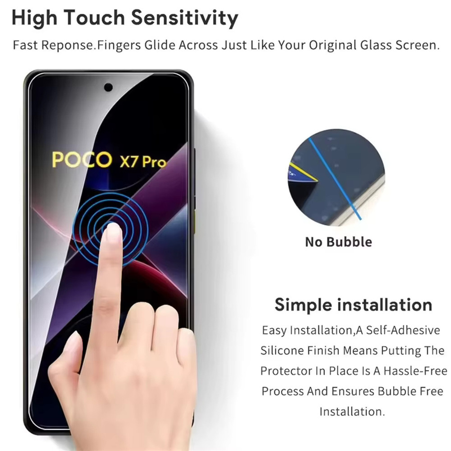 NNBILI Schutzglas aus 9H gehärtetem Glas für Poco X7 Pro 5G, transparent - Bild 4