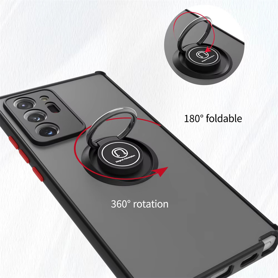 Magnetische Schutzhülle für Samsung Galaxy S8 S9 S10 S10 Plus Note 8 9 10 20 Plus Ultra mit Ringhalterung und Standfunktion in Schwarz - Bild 4