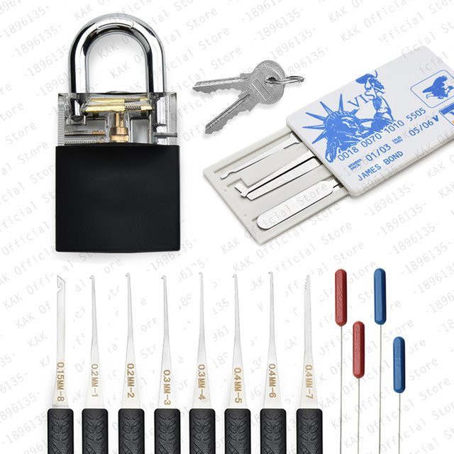 KAK 18-teiliges Übungs-Schlossöffnungs-Set aus Edelstahl in Silber und Weiß für Autoschlösser und Türschlösser - Bild 1