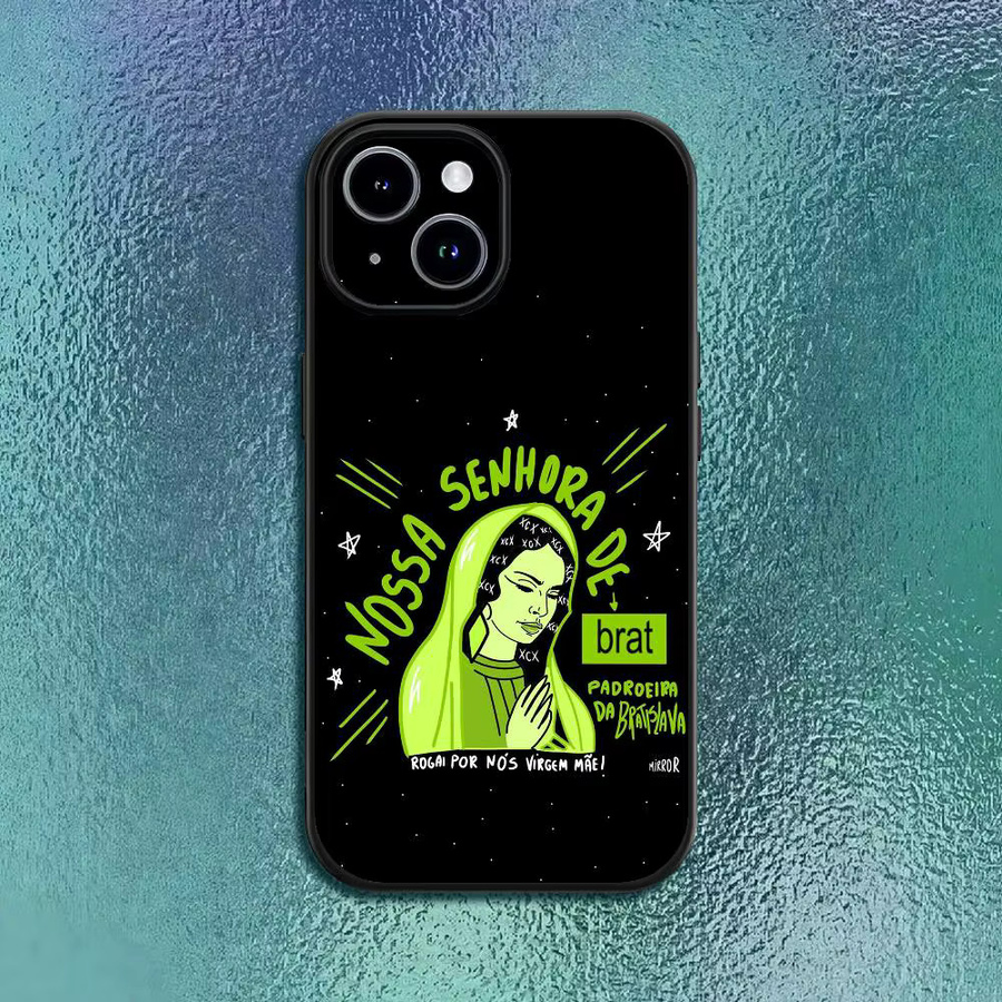 Schwarze Softshell Handyhülle im C-Charli XCX BRAT Design für Apple iPhone 12 bis 17 Pro Max Plus - Bild 2