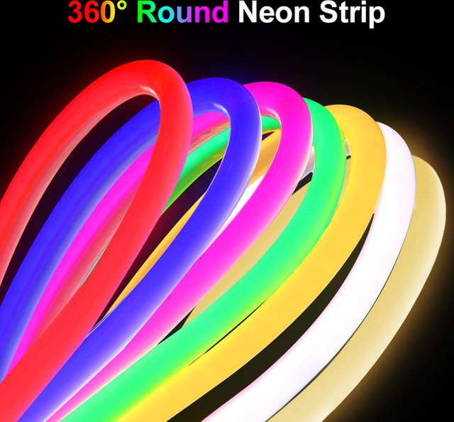 Asign LED-Neonlichtstreifen 360 Rundrohr flexibler Lichtschlauch mit 120 LEDs/m, wasserdicht, Multicolour, Silikon - Bild 1