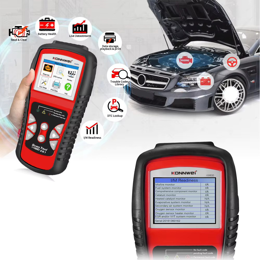 KONNWEI KW830 OBD2 Diagnosegerät zum Lesen und Löschen von Fahrzeugfehlercodes - Bild 2