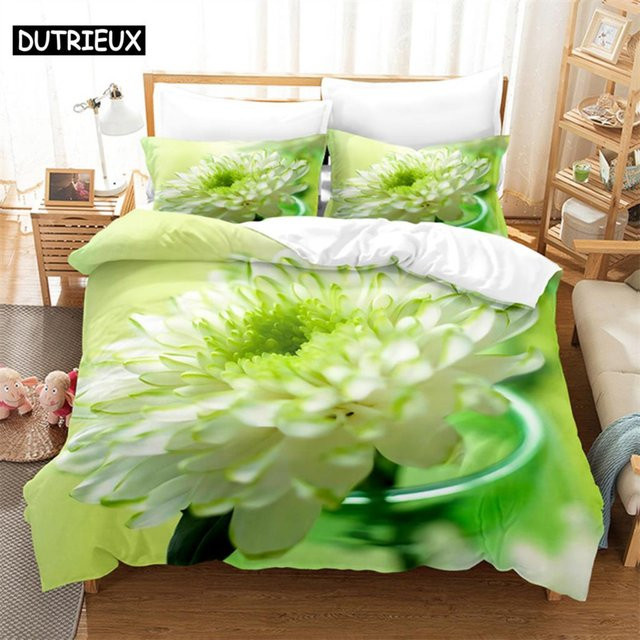 Binchi Outdoor Product Bettwäsche-Set mit floralem Design in Grün, Queen Size, B/H: 180 x 210 cm - Bild 1