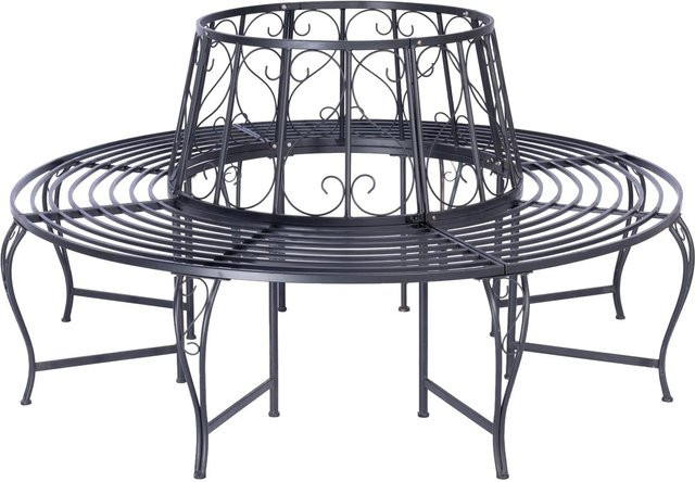 Relaxdays Baumbank Vintage aus Stahl in Schwarz, Durchmesser: 160 cm, Höhe: 85 cm - Bild 1