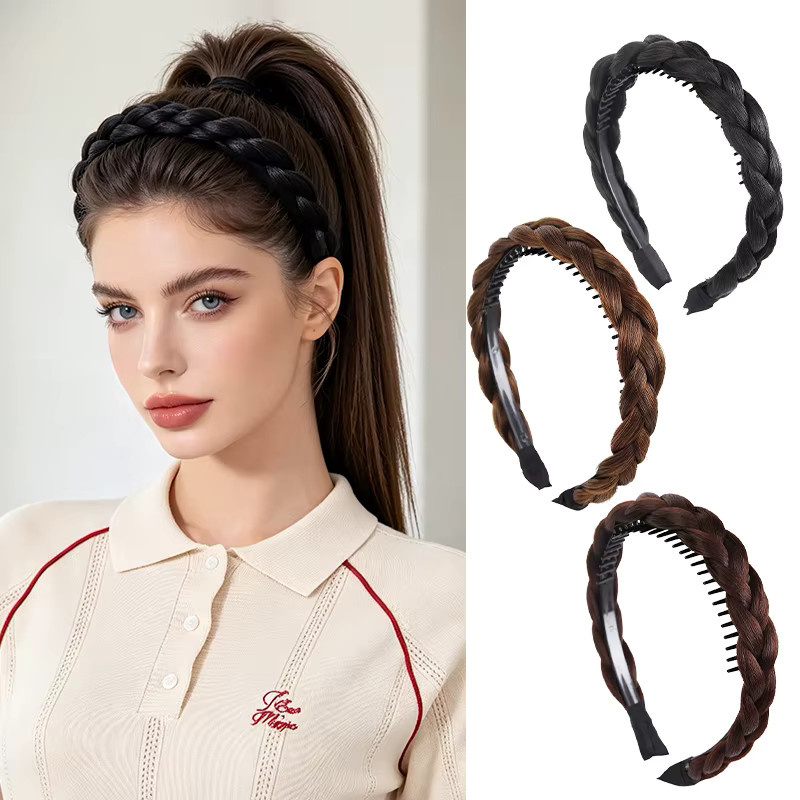 Geflochtene Stirnband-Perücke aus synthetischen Fasern, Unisex - Bild 2