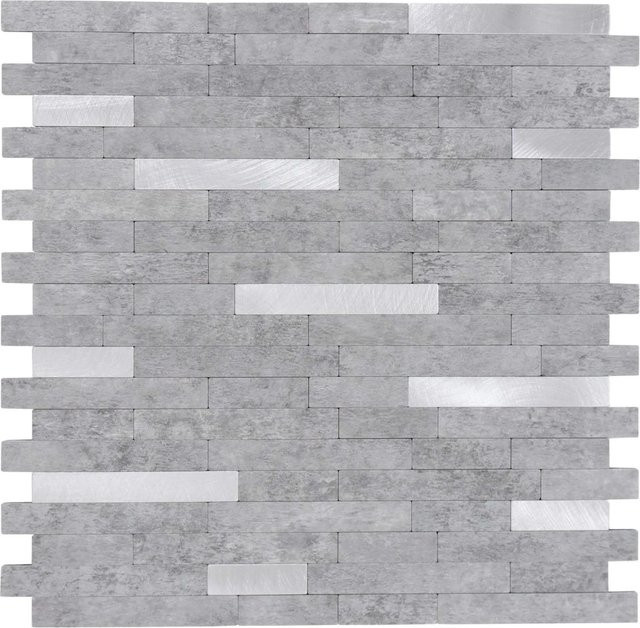Dalsys Selbstklebende Fliesen in Stein- und Marmoroptik, Hellgrau Silber, 1 m² (11 Stück) - Bild 1