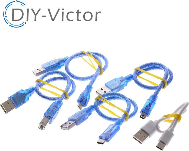 USB-Kabel Blau USB-A auf USB-C für Arduino UNO R3 und Mega 2560 R3, Länge: 30 cm - Bild 1