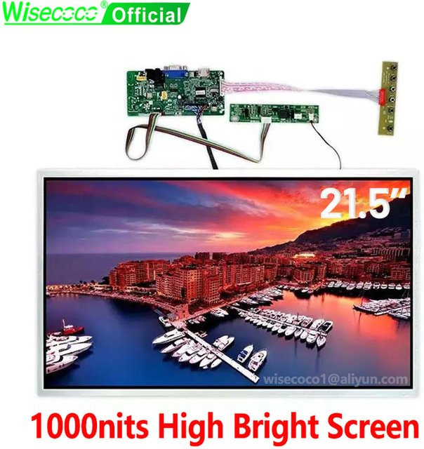 Wisecoco 21,5 Zoll LCD Industrie-IPS-Bildschirm für den Außenbereich mit 1000 Nits Helligkeit und Full HD 1920 x 1080 sowie LVDS-Anschluss - Bild 1