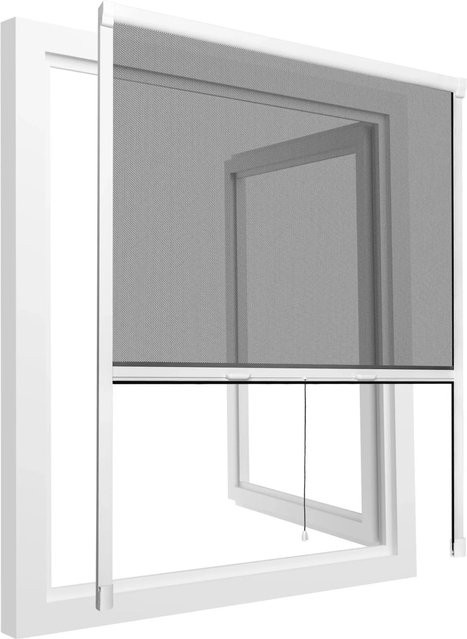 Tectake Aluminium Insektenschutzrollo mit Bürstendichtungen, individuell kürzbar, Weiß, B: 110 cm, H: 160 cm - Bild 1