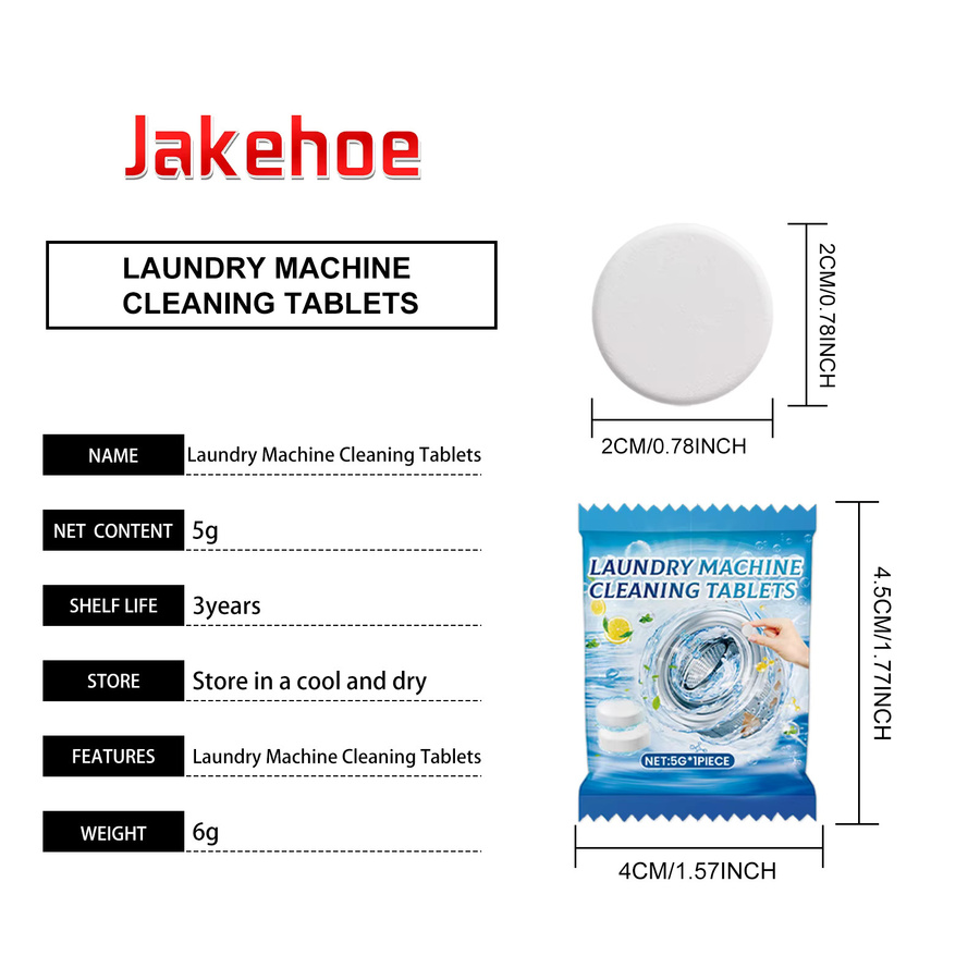 JAKEHOE Waschmaschinenreinigung Brausetabletten in Weiß zur gründlichen Reinigung und Geruchsbeseitigung - Bild 6
