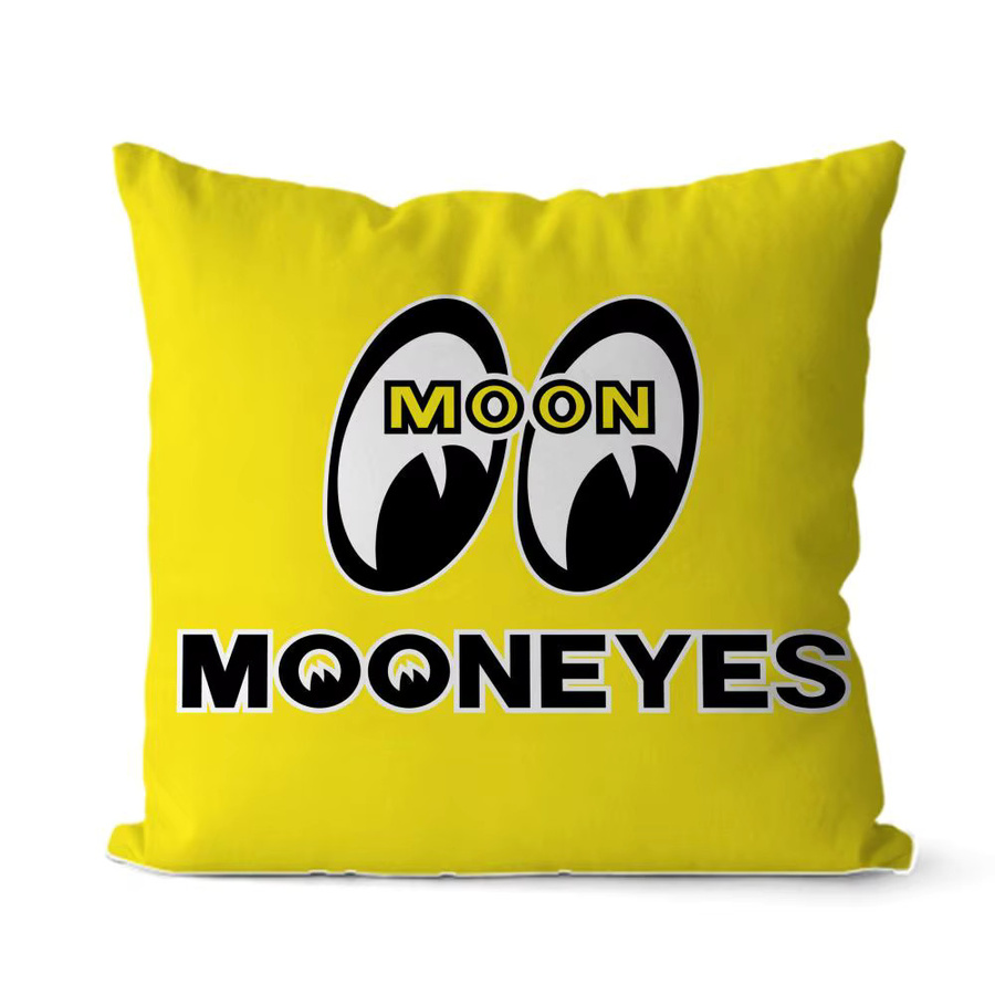 M-Mooneyes Kissenbezug aus kurzem Plüsch mit Logo-Print, quadratisch, Weiß und Gelb, Breite: 30 cm, Höhe: 30 cm, Tiefe: 30 cm - Bild 4