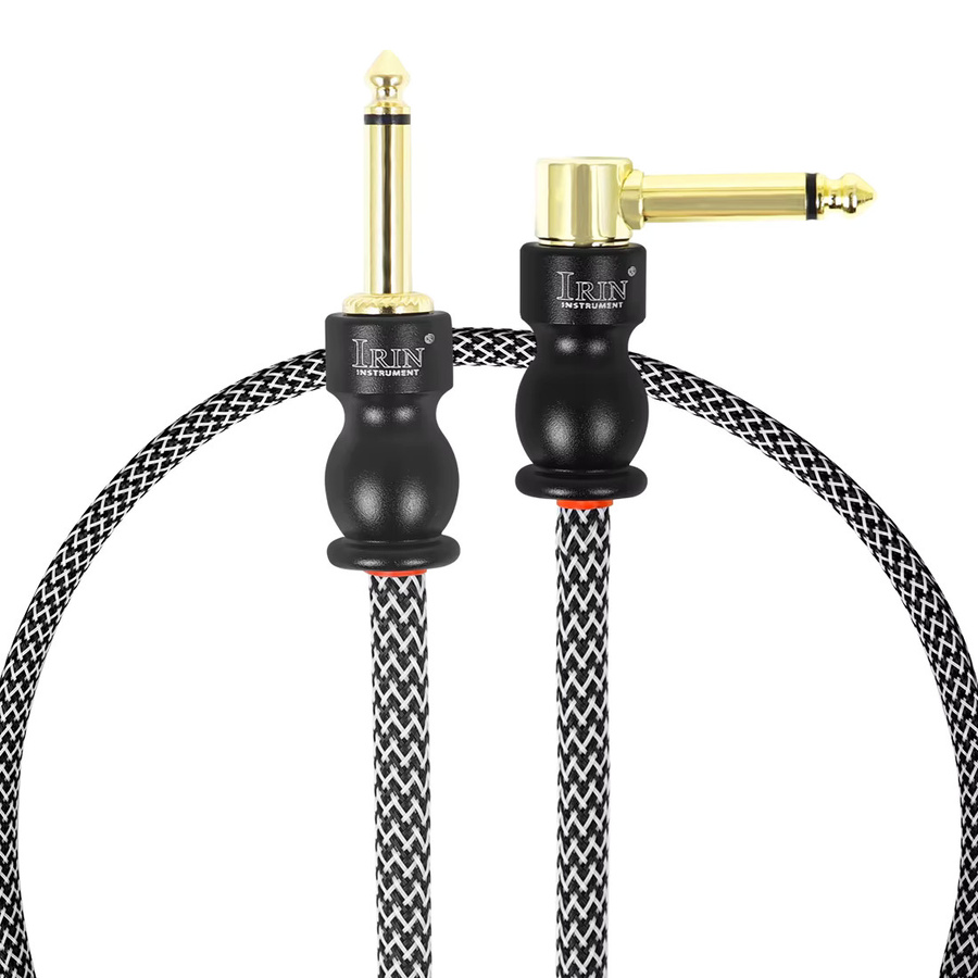 IRIN E-Gitarrenkabel in Schwarz, 50 cm, 90 Grad rechtwinklig bis gerade, 6,35 mm Stereo-Audiokabel für Gitarre und Bass mit Anti-Lärm-Technologie - Bild 3