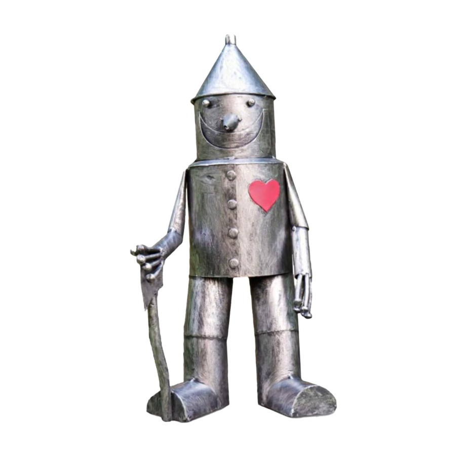 Homyl Tin Man Outdoor-Statue aus Metall in Silber als moderne Gartenfigur für Rasen, Terrasse und Balkon - Bild 2