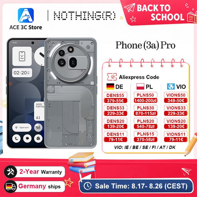 Nothing Phone (3a) Pro Globale Version in Grau mit Qualcomm Snapdragon 7s Gen 3, 5G, 6,77-Zoll-AMOLED-Bildschirm 120Hz und Dual-50-MP-Kamera - Bild 1