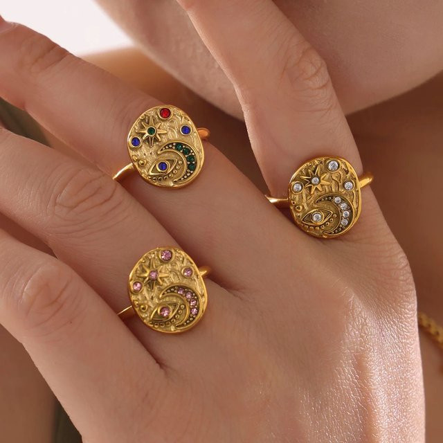 Nivora Ringe Edelstahl, Vintage, Zirkonia, Damen - Bild 1
