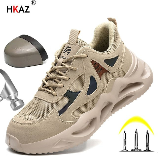 Kankeirr Sicherheitsschuhe für Herren in Beige, atmungsaktive und pannensichere Arbeitsschuhe mit Stahlkappe - Bild 1