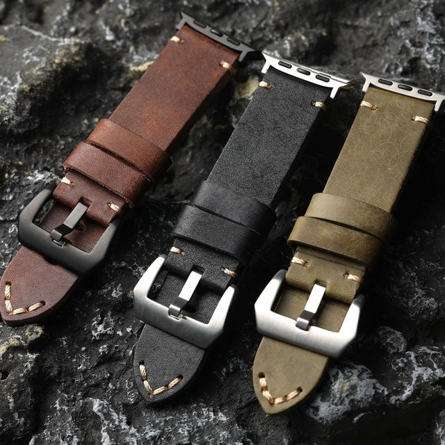 Raystray Uhrenarmband Leder, Schwarz, Herren - Bild 1