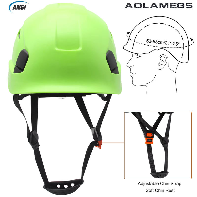 Aolamegs CE-Bau-Schutzhelm aus ABS-Hartschale mit reflektierenden Aufklebern, atmungsaktiver Arbeitshut für Kletter- und Rettungseinsätze, Farben: Orange oder Grün - Bild 2