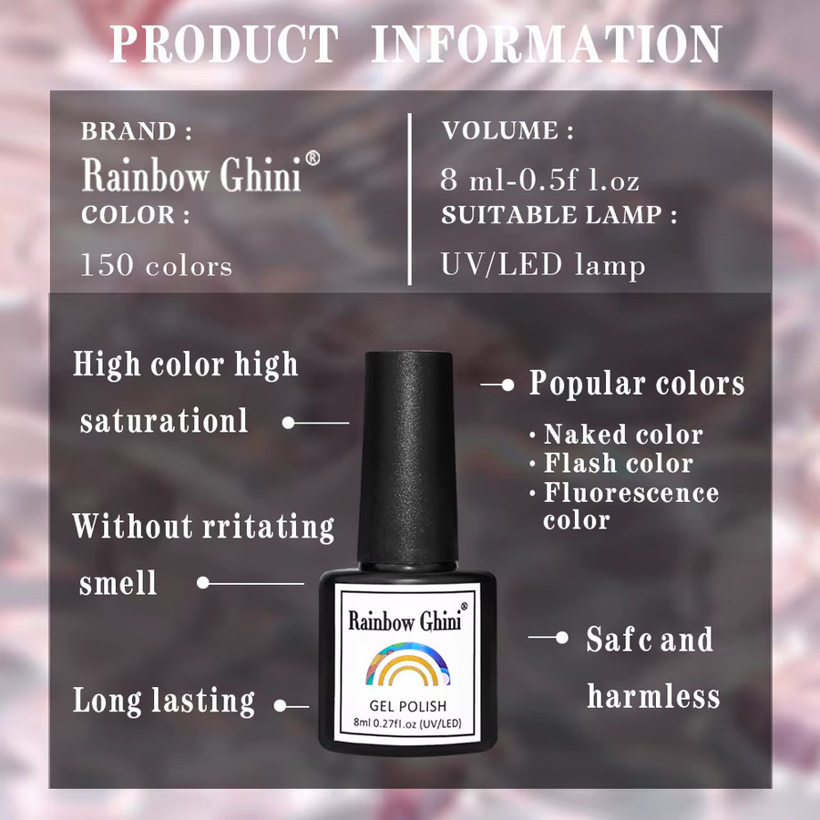 Rainbow Ghini Nagellack Set, Lila Farbserie, 6 Teile, 8 ml, Glänzend - Bild 2