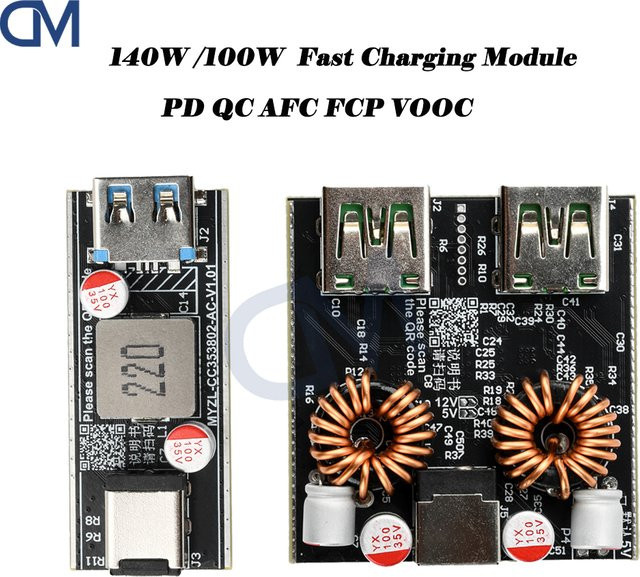diymore Schnelllademodul PD140W/100W DIY Motherboard Desktop-Ladegerät Schwarz - Bild 1