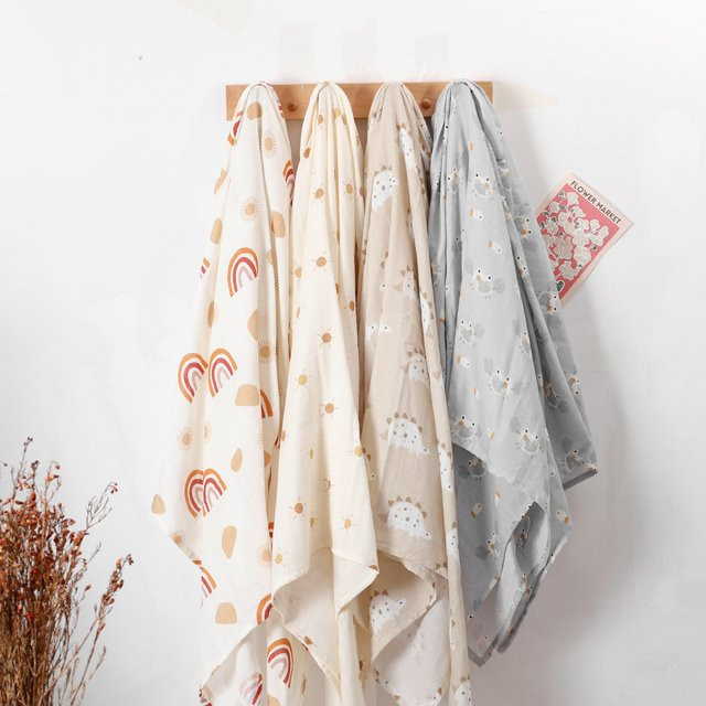 Kangobaby Musselin Baumwolle Wickeldecke für Neugeborene, Baby Quilt und Badetuch, Farbe: Weiß, B x T: 120 x 110 cm - Bild 1