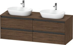 Duravit Waschtischunterschrank Ketho.2, wandhängend, 4 Schubladen, Breite: 160 cm, Tiefe: 55 cm, Höhe: 56,8 cm, Farbe: Natur dunkel - Bild 1