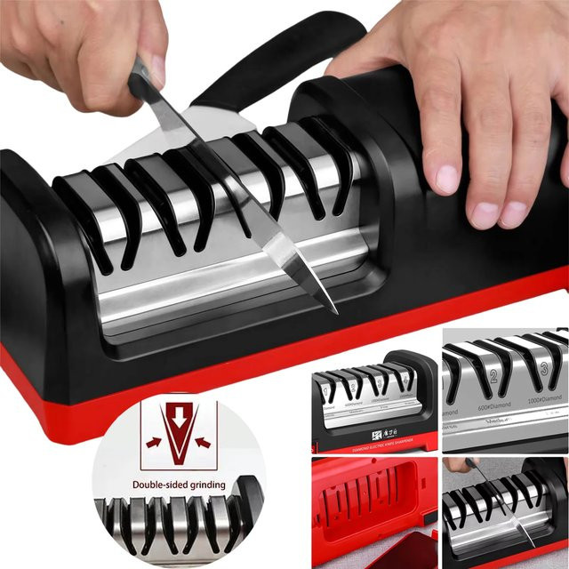 Lpnove Elektrischer Messerschärfer in Schwarz mit 4-Stufen-Schleifmaschine und 20-Grad-Winkel für Schleif- und Polierfunktion - Bild 1