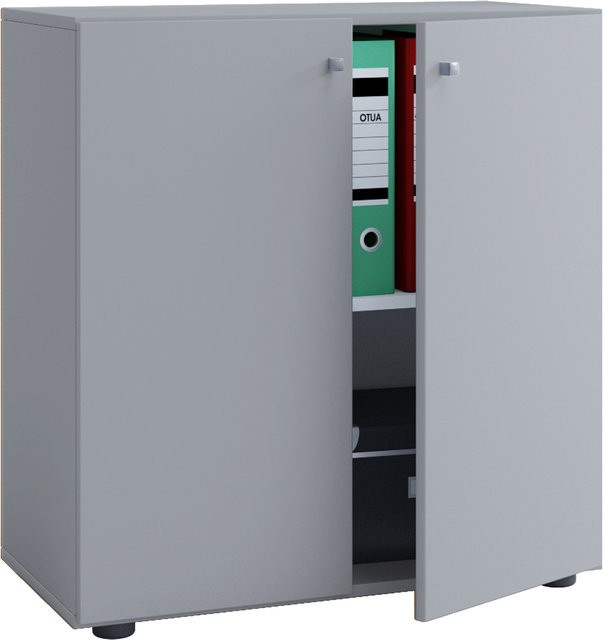 VCM Büroschrank Lona in Grau mit Drehtüren und variablen Fachböden, B/T/H: 39 x 70 x 74 cm - Bild 1