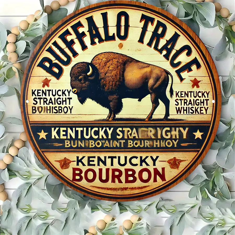 Potdemiel Vintage Buffalo Trace Metallschild Rund, Durchmesser: 20,32 cm, Wanddekoration Aluminium in Braun und Mehrfarbig - Bild 4