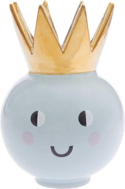 Rico Design Keramik Vase Krone in Blau, Durchmesser: 15 cm, Höhe: 22,8 cm - Bild 1