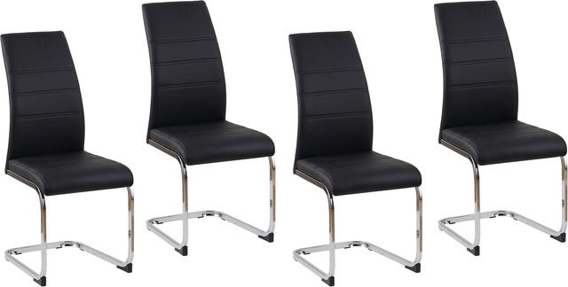 HTI-Living Esszimmerstuhl SallyC 4er-Set aus Kunstleder in Schwarz mit modernem Freischwinger-Gestell - Bild 1