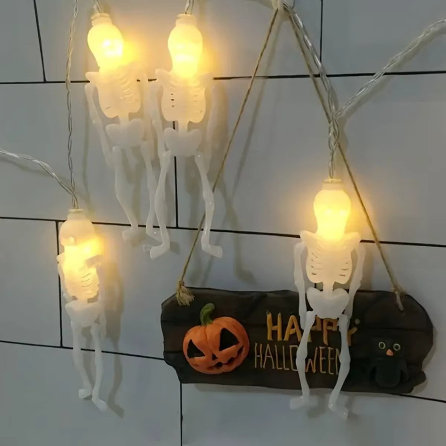 Peach Forest Halloween Skeleton LED Lichterkette mit 20 LEDs, Warmweiß, Batteriebetrieben für Indoor und Outdoor Dekoration - Bild 2