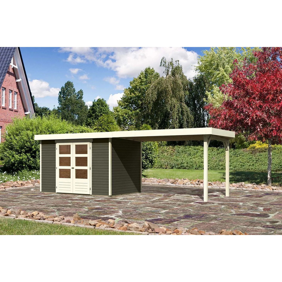 Karibu Holz-Gartenhaus Boras in Terragrau mit Flachdach und modernem Design, B: 298 cm, T: 213 cm, H: 211 cm - Bild 2