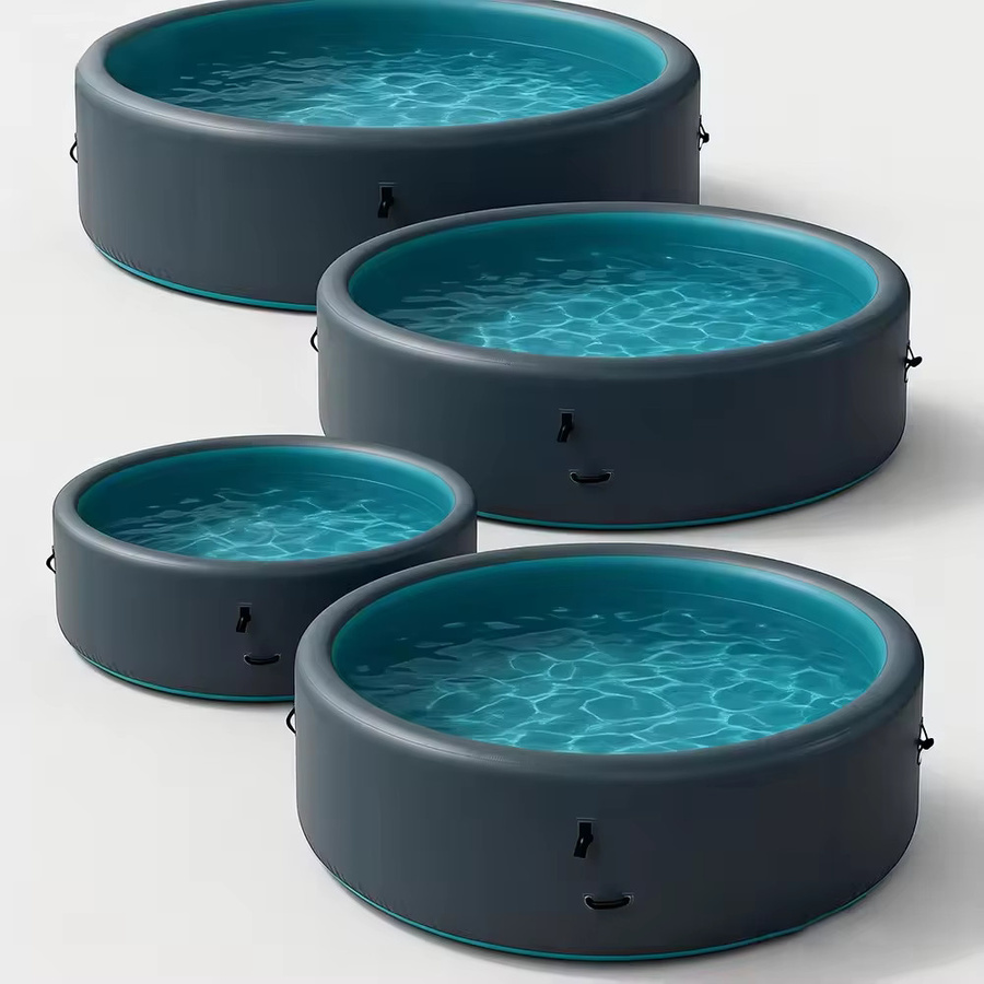 Ejia Aufblasbarer runder Swimmingpool für Kinder und Erwachsene, Blau, B: 370 cm, H: 130 cm - Bild 2