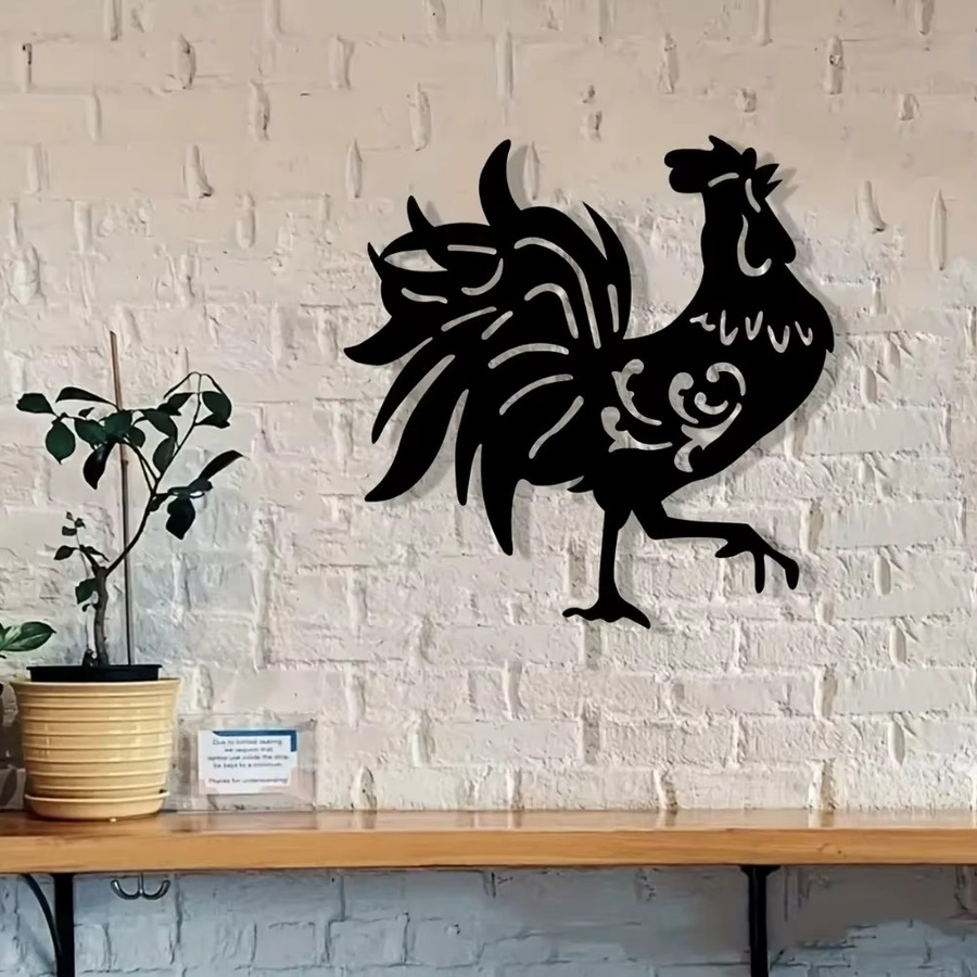 CIFBUY Metall-Wandschild mit Hahn-Motiv in Schwarz als rustikale Wanddekoration für Innen und Außen - Bild 6
