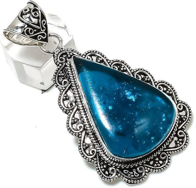 Manju Jewels Paradise Anhänger, Blauer Bernstein, 925 Sterlingsilber, Unisex - Bild 1