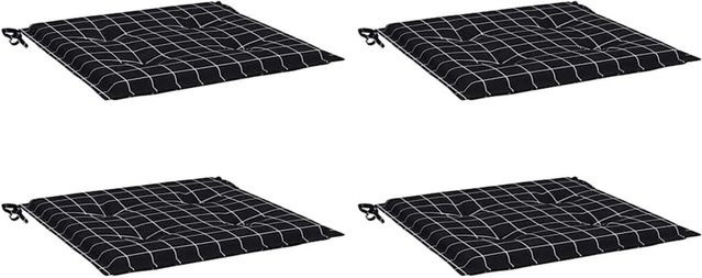 vidaXL Gartenstuhl-Kissen 4er-Set Schwarz-weiß Karomuster aus Oxford-Gewebe, B/T/H: 40 x 40 x 4 cm - Bild 1