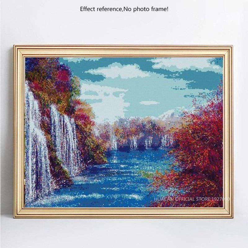 FIYO Diamond Painting Set Wasserfall Motiv als Mosaik-Stickerei in Mehrfarbig, B/H: 20 x 30 cm - Bild 1