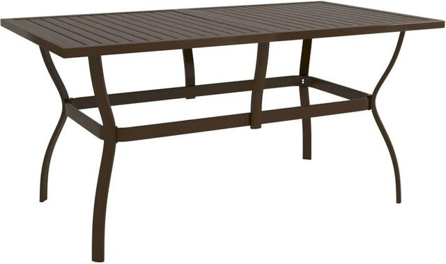 Furnicato Gartentisch aus Stahl in Braun im Industriestil mit Lattendesign, B/T/H: 140 x 80 x 72 cm - Bild 1