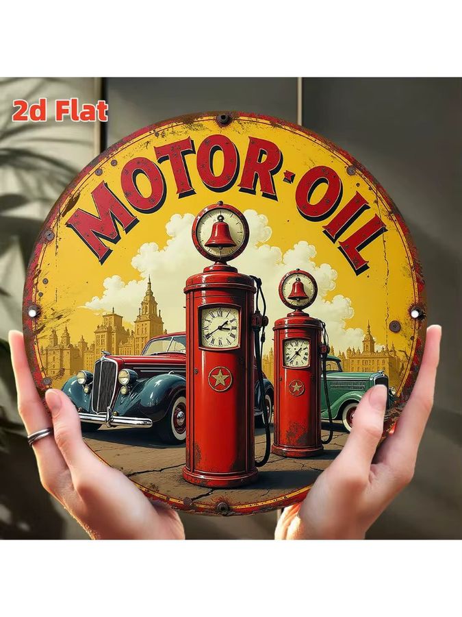 Vintage Tankstelle Schild Potdemiel Retro Motoröl Dekoration aus Aluminium und Metall für deine Wandgestaltung - Bild 5