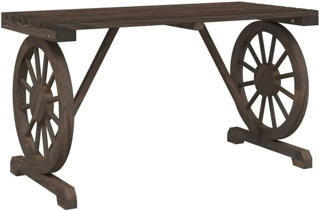 vidaXL Gartentisch aus Massivholz Tanne in Braun, rustikaler rechteckiger Tisch für Garten, Terrasse oder Innenhof, B/T/H: 115 x 55 x 65 cm - Bild 1