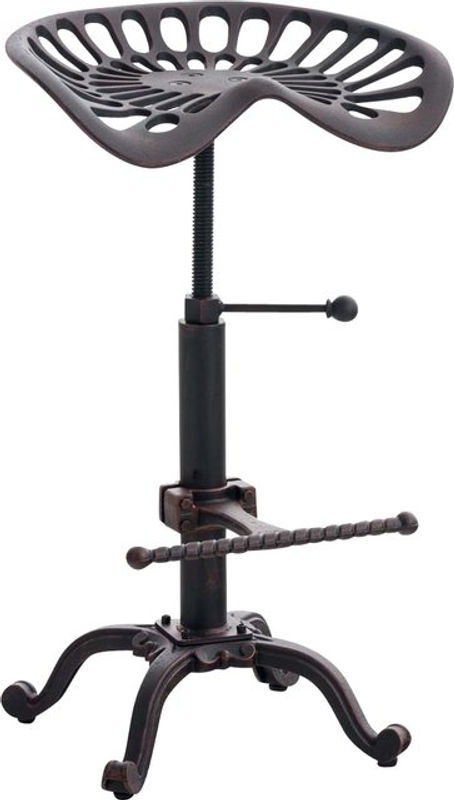 CLP Barhocker Butch im Industrial-Stil mit gusseisernem Sitz und Metallgestell in Schwarz, höhenverstellbar und belastbar bis 150 kg - Bild 2