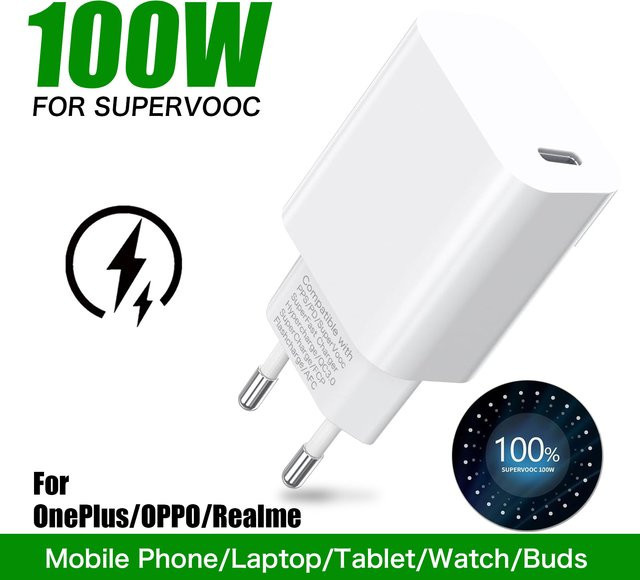Tonsiny 100 W SuperVooc Ladegerät Adapter in Weiß für OnePlus, Realme und OPPO - Bild 1