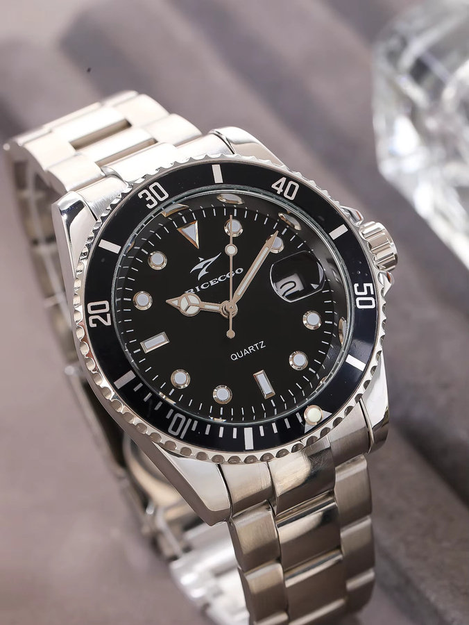RICECGO Armbanduhr Edelstahl, Quarz, Schwarz, Herren - Bild 2