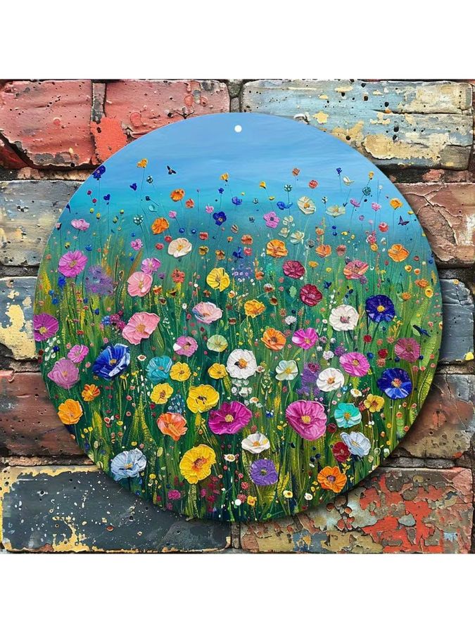 Rundes Aluminiumschild Potdemiel Vibrant Wildflower Bloom mit floralem Blumenmotiv in Multicolor, Durchmesser: 20 cm - Bild 4