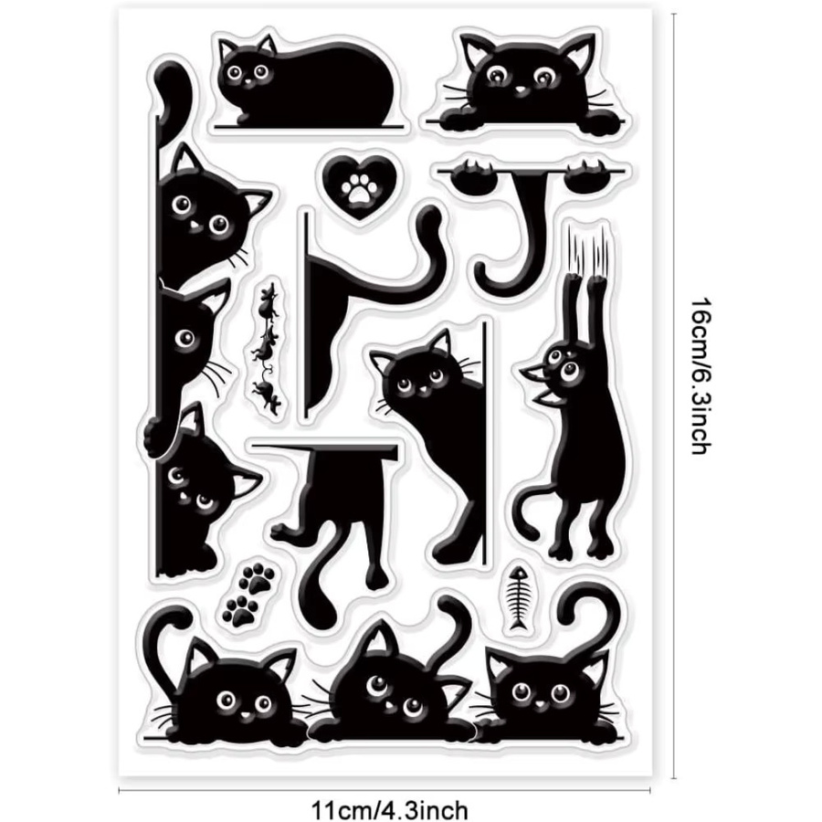 Transparente Silikonstempel mit schwarzer Katze für DIY-Scrapbooking und Kartenherstellung - Bild 3