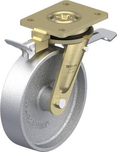 Blickle Lenkrolle LS-G 200G-ST-RI4 mit Feststeller in Silber, Rad-Durchmesser: 20 cm, Tragfähigkeit: 1100 kg - Bild 1