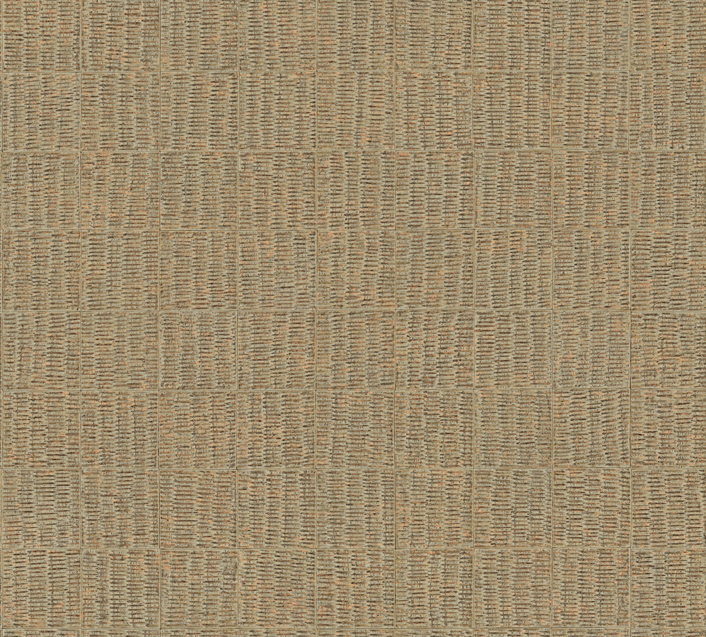 Elitis Flecht Tapete Mimbre Precioso in Hellbraun und Gold mit geometrischem Muster - Bild 1