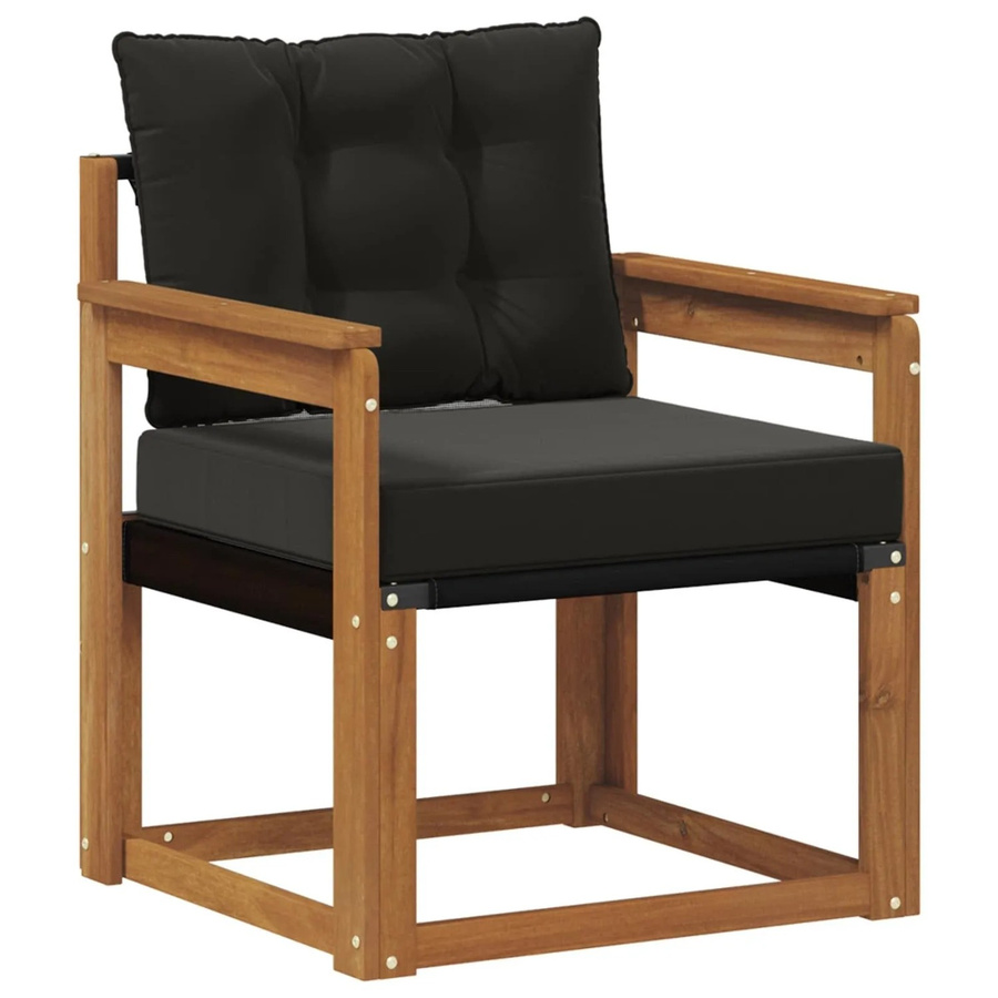 vidaXL 2er Set Outdoor-Sofagarnitur aus massivem Akazienholz und Textilene in Schwarz mit UV-beständigen Polstern - Bild 2